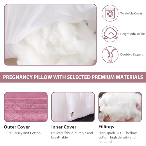 Image of Victostar Pregnancy Pillow,57 inches U Shaped Maternity Pillow with Removable Cover Full Body Pillow Support for Back, HIPS, Legs, Belly (Cameo)