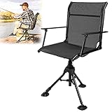 kemimoto 360° Silent Swivel Blind Chair, Hight Adjustable Quick Folding Portable Comfortable Huting Fishing Chair (Black)