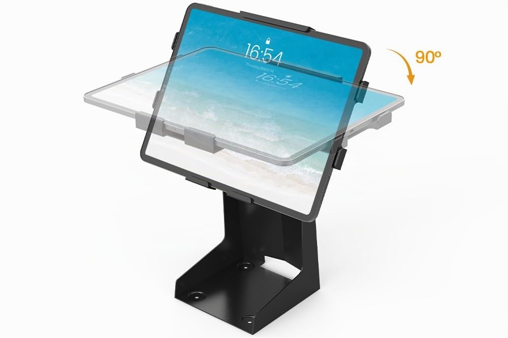 Support pour iPad POS avec Espace pour imprimante pour 9.7-12.9 Pouces iPad Galaxy - Support antivol pour Tablette en métal avec clé et Serrure pour Les commerces de détail et Les Restaurants