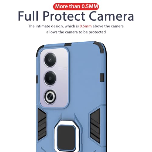 Image of Pikkme D5 Tough Armor Back Cover | 360 Protection Case | Ring Holder Stand Bumper Case for Oppo A3 Pro 5G (Blue)