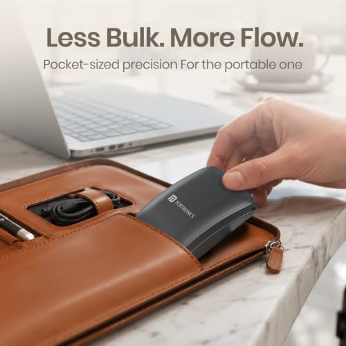 Image of Portronics Toad Fold Wireless Bluetooth Mouse with Dual Wireless (BT + 2.4 GHz), Foldable Mouse, Rechargeable Battery, Multi-Device Pair, Up to 3200 DPI Sensitivity (Black)