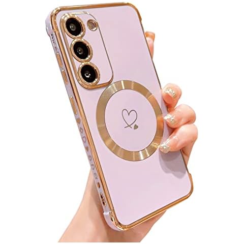 SUYACS Samsung Galaxy S23 FE Case Compatible with MagSafe, Cute S23 FE Phone Case for Women Wireless Charge Shockproof Protective Full Lens Protection Soft Galaxy S23 FE Heart Case 6.4" Cover