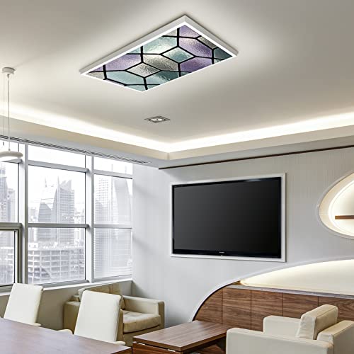Mchuang Purple Teal Green Stained Glass Flexible Fluorescent Light Cover Films Skylight Ceiling For School Classroom Office English Pub Pool #TOP6