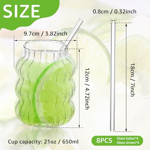 Set de 8 vasos de cristal ondulado 650 ml miniatura 2