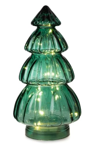 Dragimex Lampe Tanne aus Glas, grün H:28 cm (20er LED Lichterkette) Deko Lampe Weihnachten, Adventsdeko Tannenbaum, Weihnachtsbaum