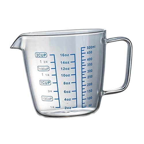 GRADENEVE Taza Medidora De Vidrio De 500 Ml Para Niños Taza Medidora Para Hornear Con Escala Boca Ancha Herramienta De Cocina Apta Para Microondas