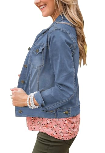 Womens Cropped Jean Jacket Basic Button Down Demim Jacket With Pockets2
