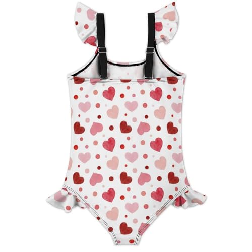 Image of Girls One Piece Swimsuit Polka Dots Ruffles Swimwear Bathing Suits 3-12 Years