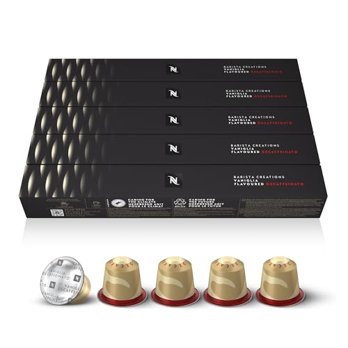 Nespresso Original Cápsulas de Café Vainilla Descafeinado, 50 Cápsulas para Cafetera, Tueste natural