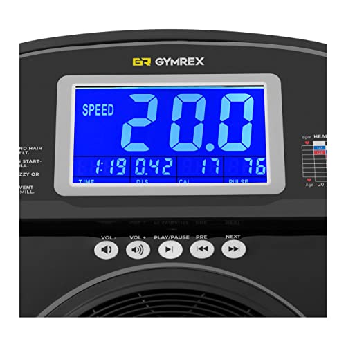 Gymrex GR-MG77 Laufband 1837 W 1-20 km/h 120 kg 12 Programme Laufband 140 x 52 cm Heimtrainer Fitnessgerät – Bild 3