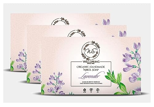 Image of Wellspring (Pack of 3) Handmade Nirol Natural Washing Laundry Soap Bar| Veg, Organic and Chemical Free| Baby Safe| for Sensitive Skin| Lavender Fragrance | (360 gm)