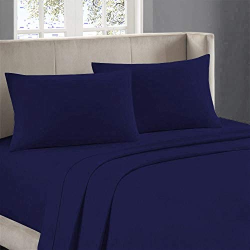 Egyptian Cotton Bed Sheet Set, Olympic Queen, Navy Blue