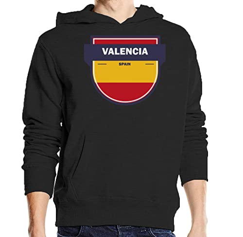 Sweat à capuche Valencia Spain noir en coton mélangé pour homme et femme