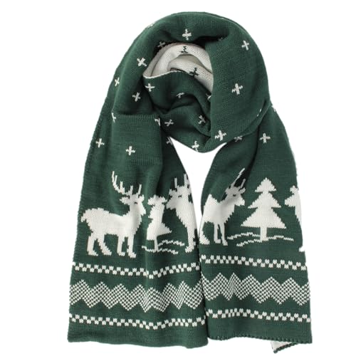 Unisex Christmas Reindeer Snowflake Scarf Fall Winter Warm Knit Long Scarf