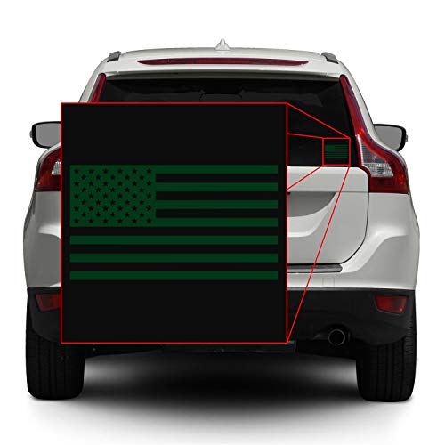 Image of American US Flag [Pick Color /Size] Vinyl Decal Sticker for Laptop /Car /Truck /Window /Bumper (5in x 2.8in, Matte Dark Green)
