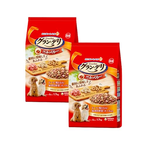 グラン・デリ ふっくら仕立て ビーフ・鶏ささみ・緑黄色野菜・チーズ・角切りビーフ粒入り 1.7kg×2袋