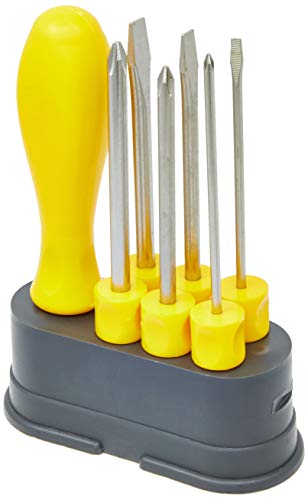 Tramontina 41110506 Jogo de Chaves de Fenda com Pontas Intercambiáveis, Conjunto de 6 Peças, Amarelo