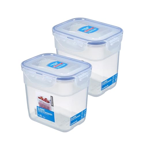LocknLock 2er Set HPL313 Vorratsdosen - Frischhaltedosen 1 Liter - Maße (LxBxH): 145 x 110 x 128 mm - Geeignete Dosen zum Einfrieren und Mikrowelle - Lock and Lock Dosen Food Box Meal-Prep-Boxen