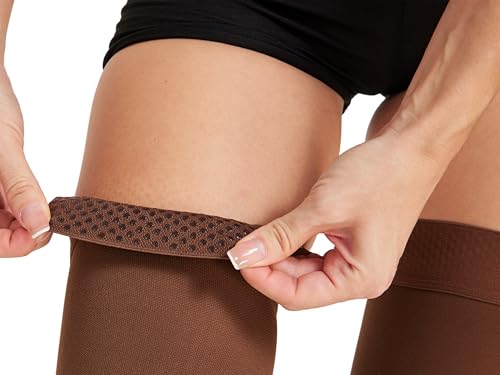 Image of TOFLY Thigh High 15-20 mmHg Compression Stocking, Open Toe Medical Compression Socks with Silicone Dot Band-Best Support for Nursing Sports Varicose Veins