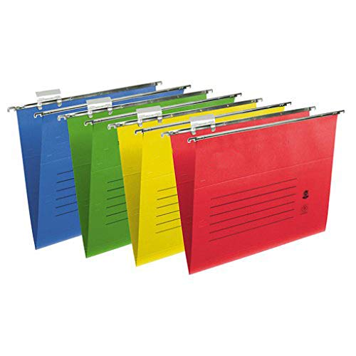 SHINE FOOLSCAP SUSPENSION FILES WITH TABS AND INSERTS - HEAVYWEIGHT, NUMBERED SLOTS AND EXTRA CAPACITY (MULTI COLOUR, 50)