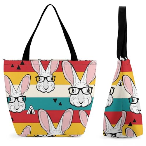 Sac de shopping pour voyage et grand sac à bandoulière femme motif lapin