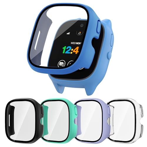 Tiorecime 5 Pack Case for Gizmo Watch 3 with Tempered Glass Screen Protector Shockproof Hard PC Bumper Scratch Resistant Protective Cover Compatible with Verizon Gizmo Watch 3 Accessories