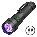 UltraFire Wiederaufladbare UV Taschenlampe 395nm LED Schwarzlicht, 15W Leistungsstarkes Ultraviolettes Licht, 3 LED UV Lampe für Aushärtung von Harzen, Haustier trockenen Urin Flecken, Skorpione Jagd