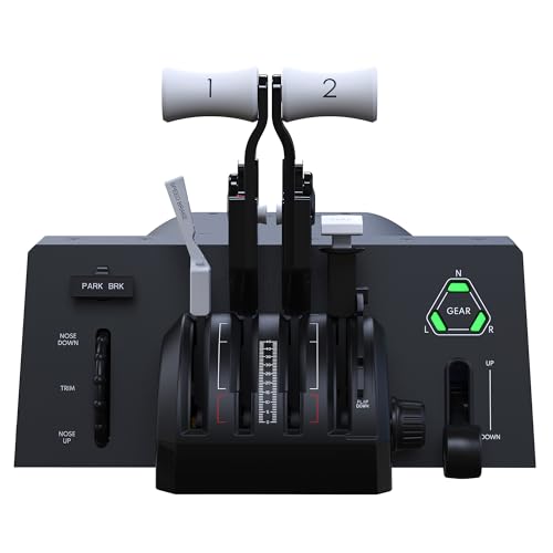 Honeycomb BRAVO THROTTLE QUADRANT LITE - compact throttle quadrant for flight simulation, clear design, parking brake & trim wheel, compatible with Microsoft Flight Simulator 2024