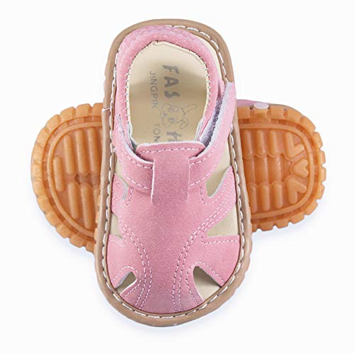 Image of WILLFUN Baby Boy Girl Summer Infant Squeaky Sandals Premium Rubber Sole Closed-Toe Non-Slip Shoes Toddler First Walkers