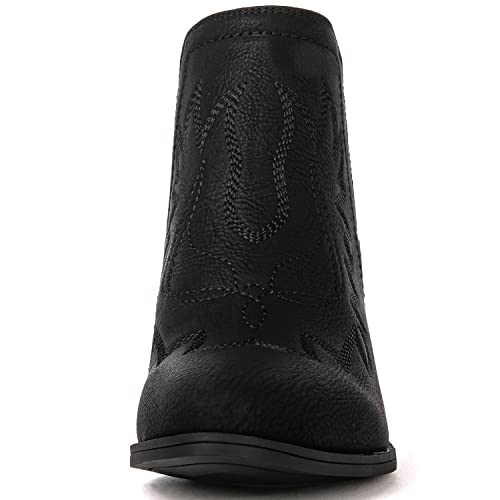 Image of GLOBALWIN Women's Cowgirl boots Western Short Ankle Pull On Comfortable Cowboy Boots For Women Low Heel