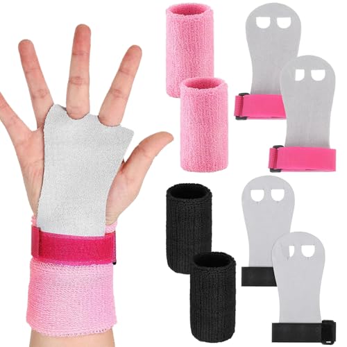 JSTHHTT 2 Paio Manopole Paracalli Ginnastica Artistica Bambina con 4 Cinturini la Protezione del Polso Protezione, Paracalli Crossfit Palm Protector Grips, Grip Pad per Cross Training