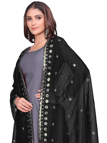 Image of KEMZA Organza Embroidered Dupatta with Mirror & Sequence Work, Tassel Lace Border, Floral Butti Design