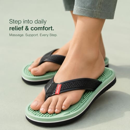 Buy Ortho + Rest Doctor Orthopedic Slippers for Women, Green-5 | Anti-Skid Health Flip Flops with Acupressure Massage Footbed | Super Soft and Comfortable Doctor Chappal for Pain Relief at Amazon.in - Image 3