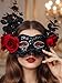 Maeaccx Black Lace Masquarede Mask for Women, Red Flower Christmas Sequins Cosplay Masks, Crystal Mardi Gras Party for Women