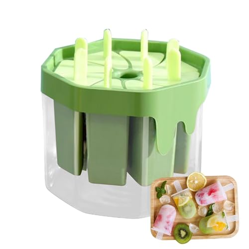 Ice Lolly Mold Tray - 8 Cavity Reusable Maker, Non Stick Food Mold Set, Freezer Ice Cream Cast, Easy Release Dessert Cast for Ju