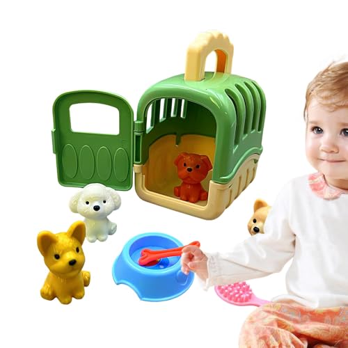 Hundepflege Playset - 8pcs Haustierkäfig Pretend Spielzeug-Set, Haustier Care Cage Playset | Pädagogische Tierpflege Spielzeuge, interaktives Lernen, Rollenspiele Hundepflege-Set, Spielen Tierarzt
