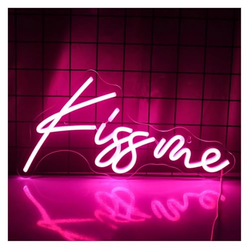 Decoración con luz de neón Kiss Me para Letrero de neón para Luces LED con Letras Rosas Regulables alimentadas por para USB de 22 cm × 40 cm