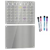 ATOZS 2 PCS Transparent Acrylic White Board Calendar Dry Erase for Fridge, 16x12 Inch for Refrigerat
