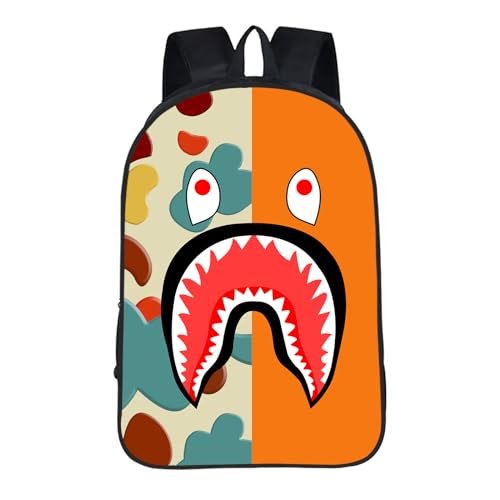 Kids Backpack, Camouflage Shark Mouth Backpack Back to School Book Bag Laptop Backpack for 4-12 Years Old Boys, Girls, School, Travel, Work, 17 Inch (Camouflage-1)