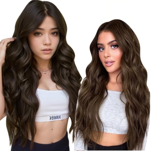 Fshine Wire Human Hair Extensions Dark Brown Straight Brunette and