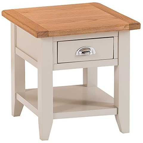 The Furniture Outlet Chester Grey Painted Oak 1 Drawer Large Lamp Table Cover