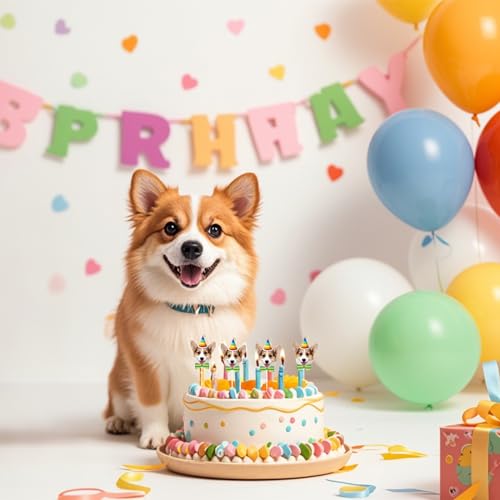 Axvxby 48 Stück Kuchen Topper, Hund Geburtstagskuchen Kuchen Topper, Kuchen und Cupcake Topper, Haustier Geburtstag für Party Dekoration