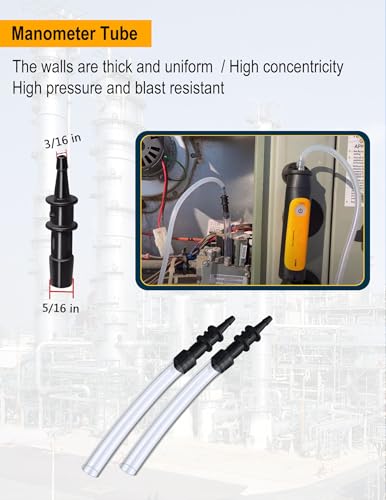 Image of ZIBOO JL3KM Manometer Probe Kit, Compatible with Klein Tools ET180 Digital Manometer Compatible with Fieldpiece JL3KM2, SDMN5,SDMN6,ADMN2,HVAC 2X 39.37 inch (1.0M) Soft Tubes