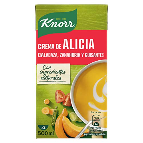 KNORR crema de alicia con calabaza, zanahoria y guisantes envase 500 ml