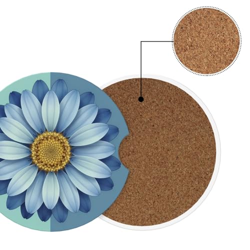 Portavasos para auto cerámico 2 piezas diseño azul floral miniatura 6