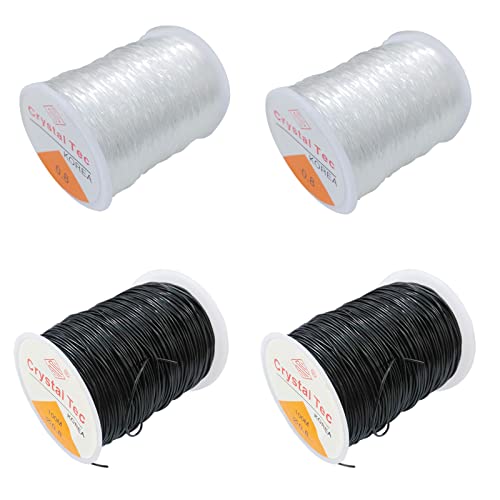 Yovige 400m Hilos para Hacer Pulseras Elastico, Pulseras de Gomas Elasticas, 0.8mm Cuerda de Cristal Elástica, Hilo Pescar Transparente, Hilo para Collares Cover