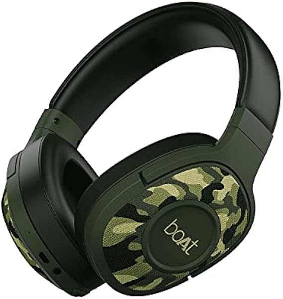boAt Rockerz 558 Bluetooth Wireless Over Ear Headphones with Mic Upto 20 Hours Playback, 50MM Drivers, Soft Padded Ear Cushions and Physical Noise Isolation(Army Green)