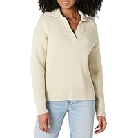 Amazon Essentials Damen Relaxed-Fit-Pullover aus Schwerer Baumwolle mit Polokragen, Sand Heide, M