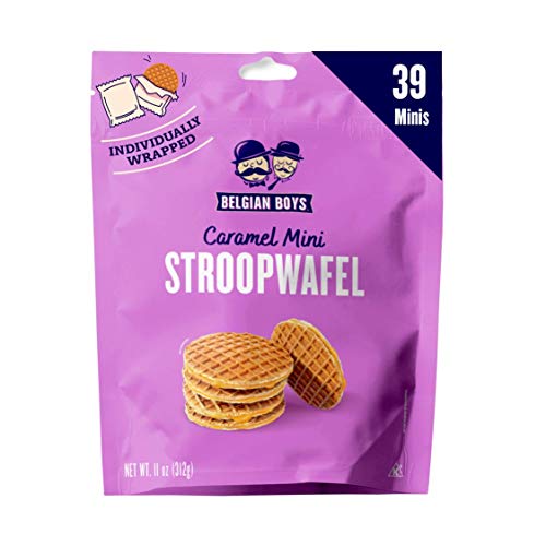 Mini Dutch Stroopwafels by Belgian Boys, Authentic Caramel Waffle Cookies, 39 Individually Wrapped Snacks, Non-GMO, No Preservatives