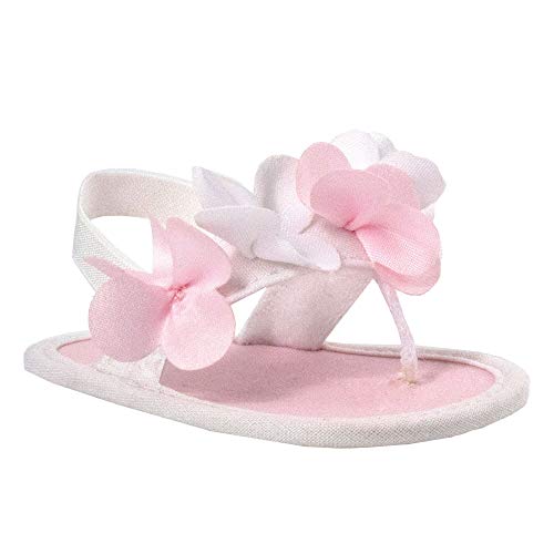 Baby Deer Baby Girls Fabric Crib Sandal Flat, White, 0 Infant Baby Deer Baby Girls Fabric Crib Sandal Flat, White, 0 Infant